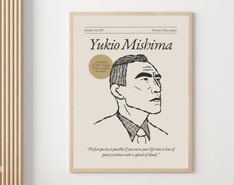 Yukio Mishima Poster (Autorenserie), Schriftsteller Wandkunst, Literaturzitat Poster, Buchliebhaber Geschenk, Geschenk für Schriftsteller, Autor Geschenk, Geschenk für Dichter