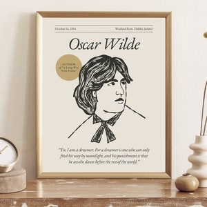 Oscar Wilde Poster (Authors Series), Gift for Poet, Writer Aesthetic Wall Art Print, Literary Quote Poster, Poetry Lover Gift, Author Gift