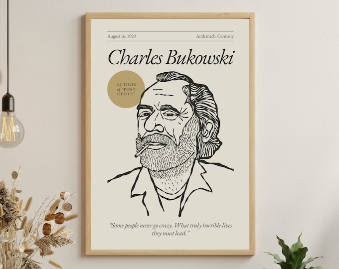 Charles Bukowski Art Print: Literary Portrait Poster