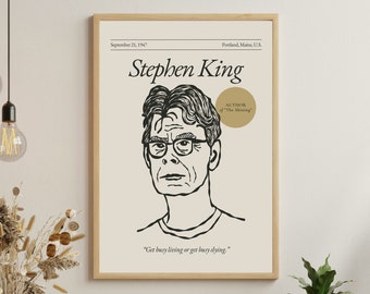 Stephen King Portrait Poster: Literary Author Series, Writer Gift