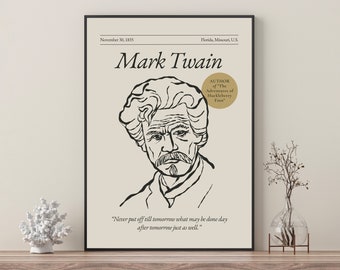 Mark Twain Portrait Poster: Literary Wall Art Print