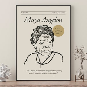 Cartel de Maya Angelou (Serie de autores), Arte de la pared del escritor, Cartel de la cita literaria, Regalo del amante del libro, Regalo para el escritor, Regalo del autor, Regalo para el poeta