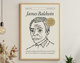 James Baldwin Art Print: Literary Portrait Poster, Author Gift