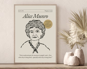 Alice Munro Literary Poster: Author Portrait, Book Lover Gift