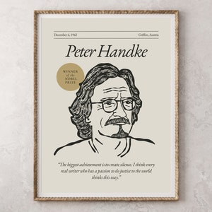 Peter Handke Poster (Authors Series), Gift for Writer, Writer Aesthetic Wall Art, Literary Quote Poster, Book Lover Gift, Best Gift for Poet