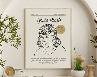 Sylvia Plath Line Art Poster: Literary Gift, Author Series