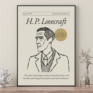 H. P. Lovecraft Poster (Autorenserie), Schriftsteller Ästhetische Wandkunst, Literaturzitat Poster, Buchliebhaber Geschenk, Geschenk für Schriftsteller, Autor Geschenk