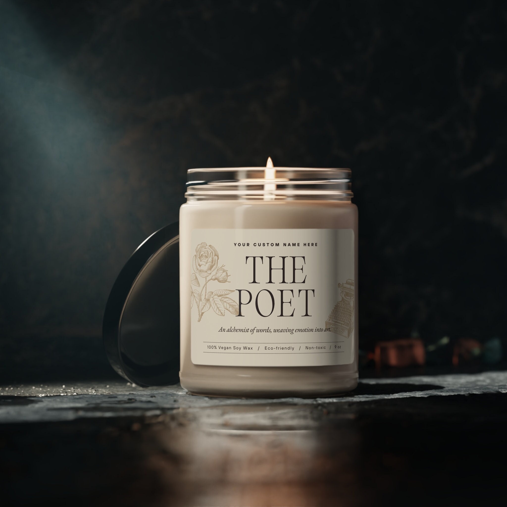 Personalized The Poet Candle, Gift for Poet, Inspirational Poet Gift, Aromatherapy Candle for Poet, Custom Name Candle, Scented Poet Candle