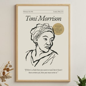 Toni Morrison Poster (Authors Series), Writers Wall Art, Literary Poster, Book Lover Gift, Author Gift, Gift for Writer, Literary Art Print