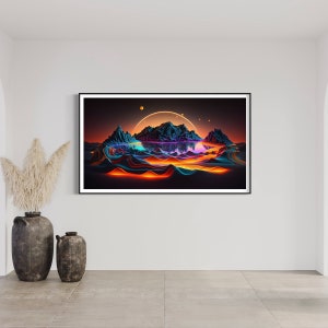 Volume 6 - 10 Samsung frame TV Art images, Ai-generated, Frame TV Art, Modern, Neon Cosmic Landscape, Instant Download