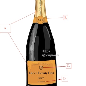 Carta bottiglie di champagne PERSONALIZZABILE per compleanni ed eventi!