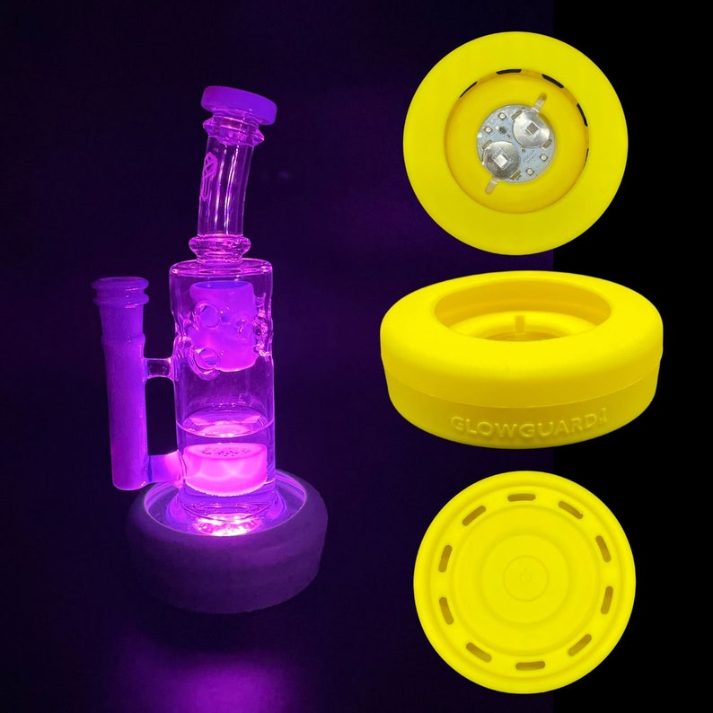 Glass Water Pipe Hookah Rig Replaceable Coin Battery LED Base Etsy