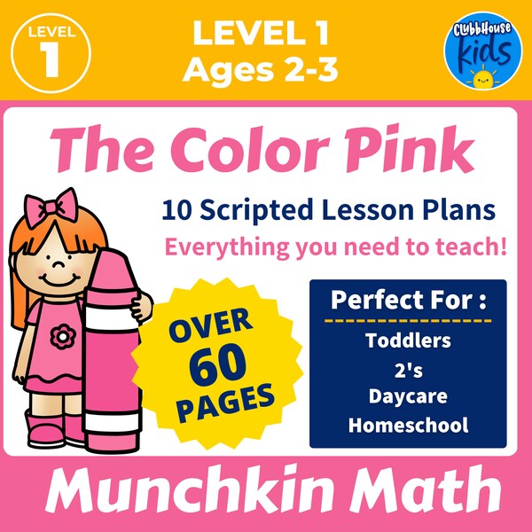 Learning Color Pink | Toddler Lesson Plan Activities | Color Curriculum | Printable | Coloring Pages | Learning About Colors | Worksheets