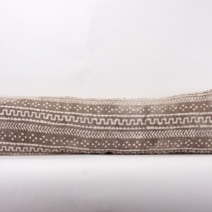 Cream and Brown Long Lumbar Bed Pillow Cover 12x46, Boho Styled, Tribal Bed Pillow Cover, Pillow Case, House Warming Gift