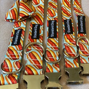 Standard Dog Hot Dog Collar, Dog Collar with Hot Dog Design, Dog Bows, Large Dog Collar, Small Dog Collar, Dog Accessories, Dog Neckwear