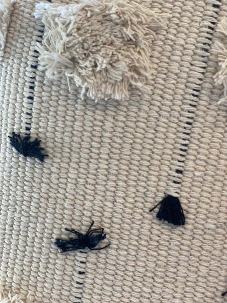 Black and Cream Boho Lumbar Pillow Cover, Bohemian Style Pillow Case, Decorative Pillow Cover