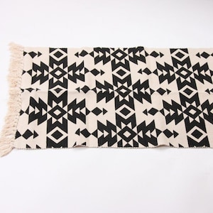 Black And Cream Boho Rug, Small Area Rug, Tribal Style Rug, Aztec Area Rug, Farmhouse Home Style, Home Decor, 3x2 Rug, Bathroom Rug