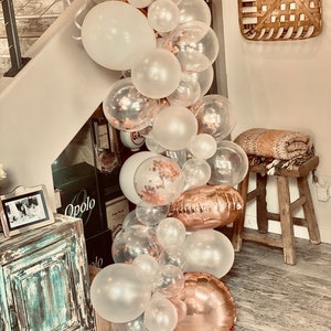 Rose Gold And White Balloon Garland Kit, Balloon Arch, Pink Balloon Arch Rose Gold Balloons Bachelorette Decorations, Baby Shower Decoration