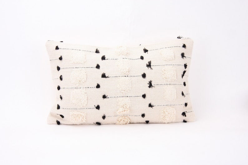 Black and Cream Boho Lumbar Pillow Cover Bohemian Style Etsy