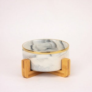 Ombré Green And White Ceramic Dog Bowls On Metal Stands, Modern Dog Feeder, Animal Food Bowls, Boho Pet, Glazed, Textured, Puppy, New