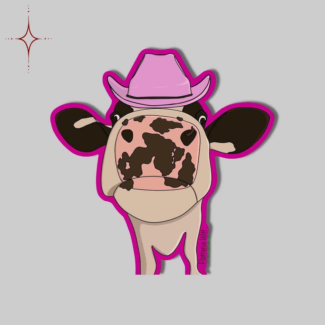Cow Sticker: Waterproof Vinyl Decal for Laptop, Hydroflask - Etsy