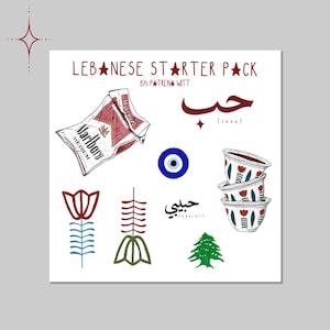 Lebanese Starter Pack Sticker Sheet | Lebanon Stickers | Arab Pride | Coffee Stickers | Laptop Stickers | Hydroflask Sticker | Lebanon