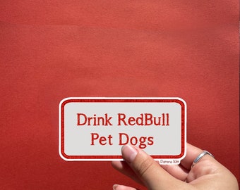 Drink Redbull, Pet Dogs Sticker | Dog Stickers | Energy Drink Sticker | Patch Stickers | Dog Lover | Gift Idea | Waterproof Sticker