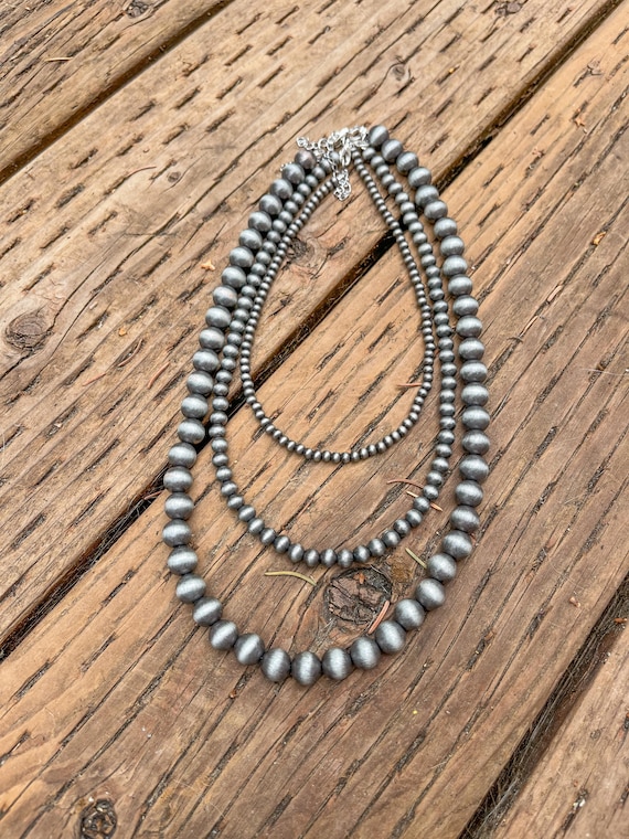 Southwestern Cowgirl Style 4mm | 6mm | 8mm | Faux Navajo Pearl Stackable Necklace