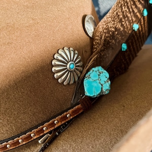 Turquoise Slab Stainless Steel Lapel / Hat Pin | Cowgirl Western Hat Band Decor