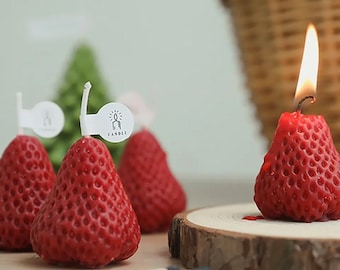 Velas aromáticas decorativas de fresa, vela perfumada de cera de soja para cumpleaños, boda, vela, fruta ligera