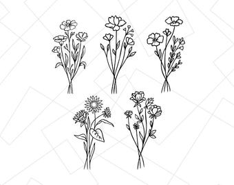 ワイルドフラワー SVG バンドル: 自然の花のデザイン (デジタルダウンロード)