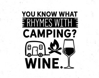Wine and Camping SVG: Friends, T-Shirt Design (Digital Download)