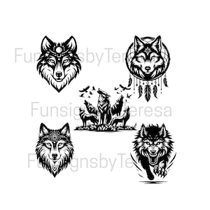Wolf Designs SVG: T-Shirt, Mug, Sticker Decals (Digital Download)
