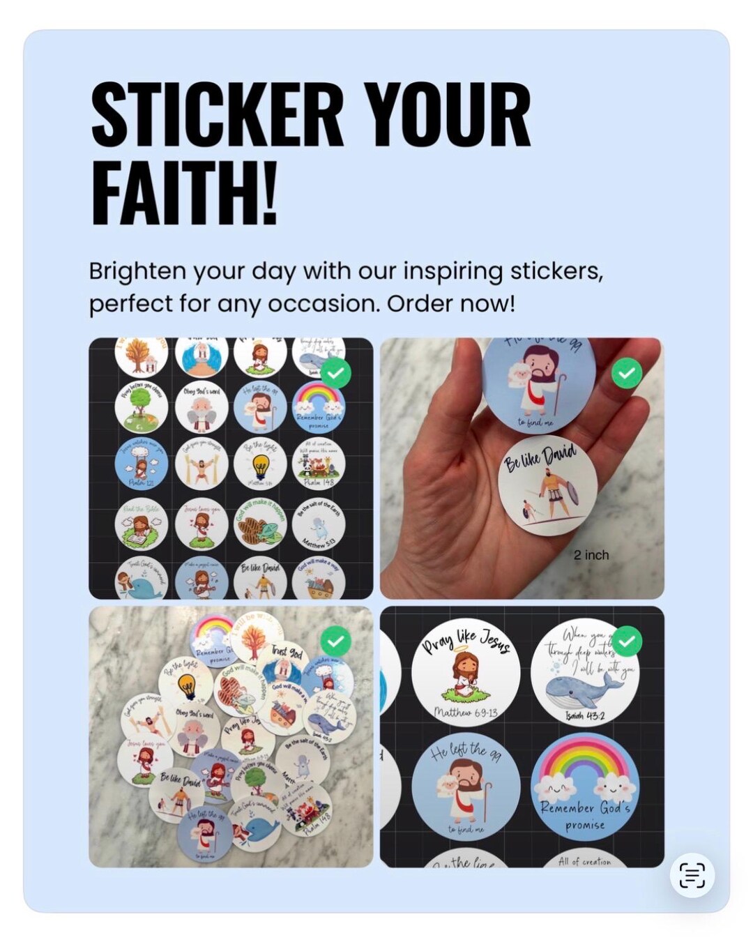 Christian Stickers Pack of 20, Reward Stickers, Bible Stickers - Etsy