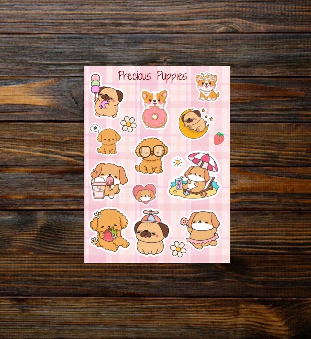 Adorable Puppy Dog Kawaii Sticker Sheet 2 Sheets Free Shipping - Etsy