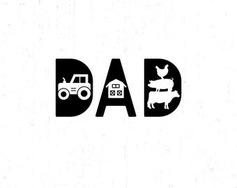 Papá de granja SVG: Tractor, granero, animales (Descarga digital)