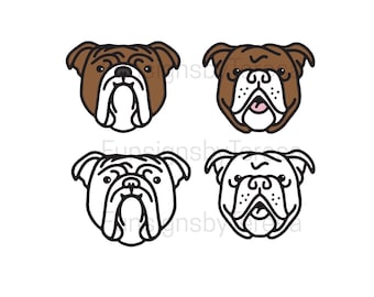 English Bulldog SVG: Dog Face Clipart (Digital Download)