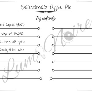Recipe Card - Black and White