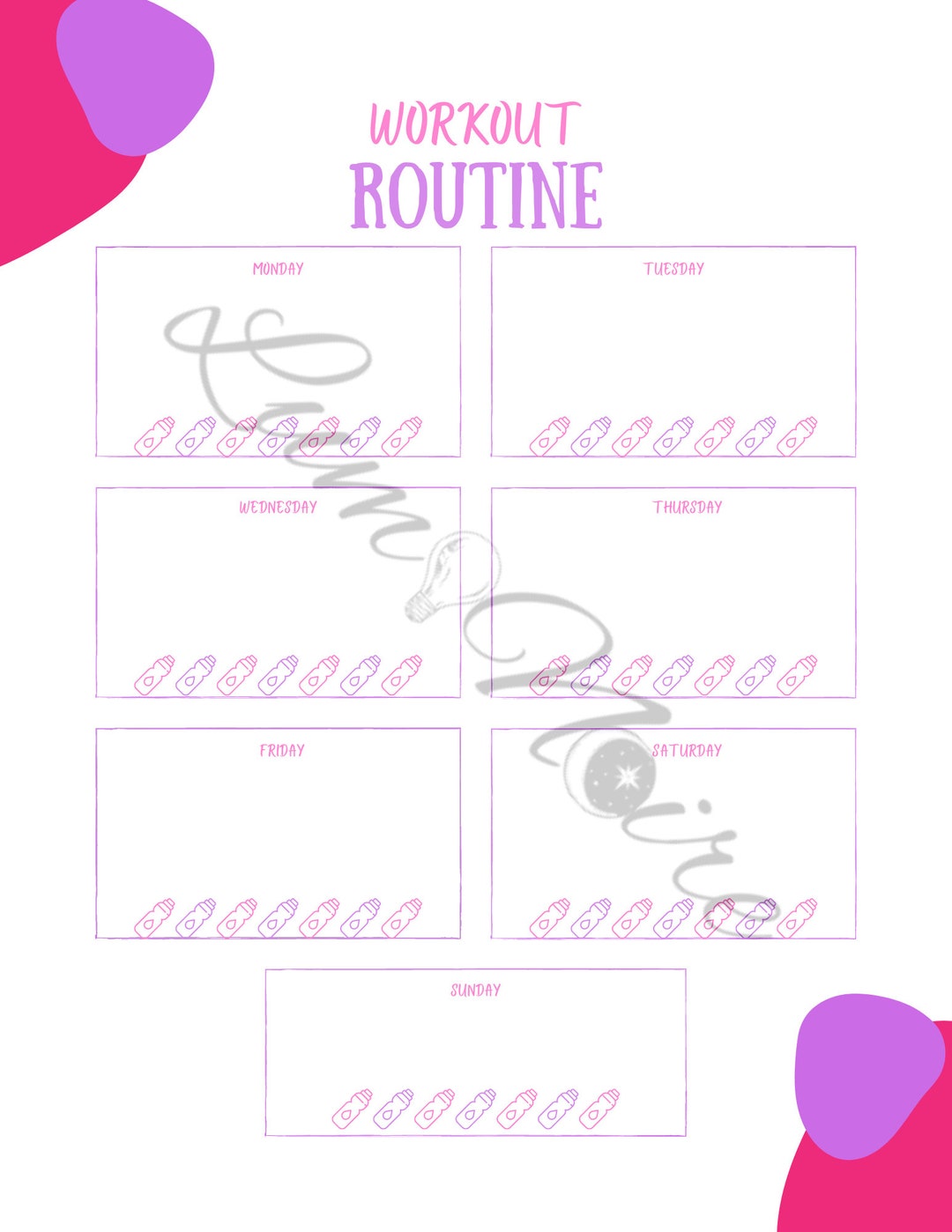 Exercise Routine Log Workout Routine Log - Etsy
