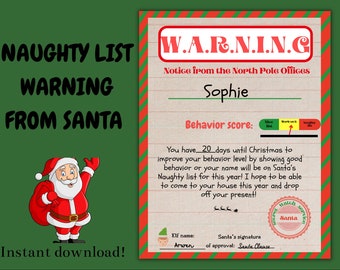 Elf Warning Letter Naughty List Letter Santa Warning Letter Elf