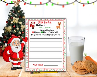 Afdrukbare brief aan de kerstman | Kerstbriefsjabloon voor kinderen | Verlanglijstje kerstman | Leuke kerstactiviteit | Afdrukbare feestdagen | Direct