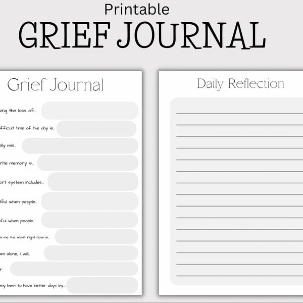 Printable Grief journal | grief Template | coping with grief | printable journal | loss of loved one | daily journal | daily reflection |