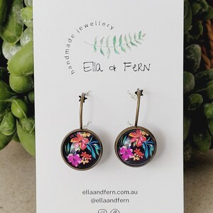 Oriental Flower Lever Back Earrings