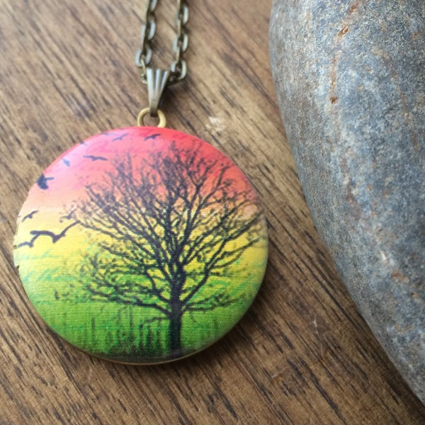 Bronze Photo Locket - Evening Sunset