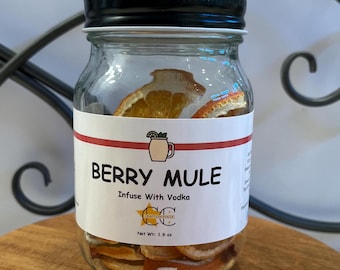 Berry Mule Cocktail Infusion Kit - Add Vodka - Makes a Unique Cocktail Gift for the Mule lover - Vodka lover - DIY Mason Jar Cocktail Kit