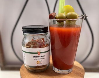 Bloody Mary Cocktail Infusion Kit - Add Vodka - Makes a Unique Cocktail Gift for the Bloddy Mary lover - DIY Mason Jar Cocktail Kit