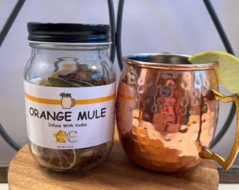 Orange Mule Cocktail Infusion Kit -Vodka Drink - Unique Cocktail Gift for the Mule lover - Moscow Mule - Mason Jar  - Summer Cocktail