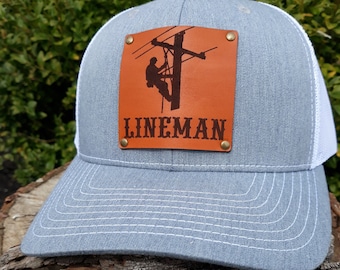 Power Lineman Leder Aufnäher Hut: Richardson Trucker Style