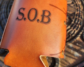 Personalized Leather Can Holder: Handcrafted Groomsmen Gift