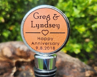 Personalized Leather Anniversary Wine Stopper: Engraved Wedding Date Gift/ 3rd Year gift